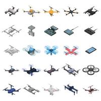 drone icon set, isometrische stijl vector