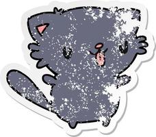 verontruste sticker cartoon van schattige kawaii kat vector