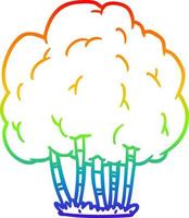 regenboog gradiënt lijntekening cartoon boom vector