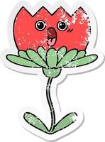 noodlijdende sticker van een schattige cartoonbloem vector