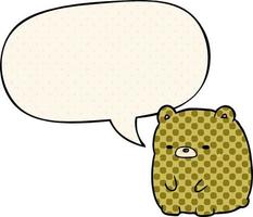 schattige cartoon trieste beer en tekstballon in stripboekstijl vector