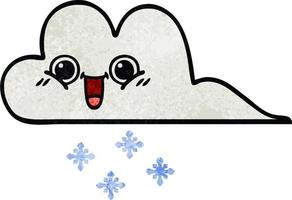 retro grunge textuur cartoon sneeuw wolk vector