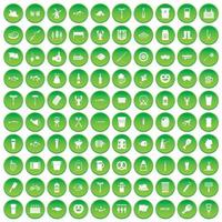 100 bierpictogrammen instellen groene cirkel vector