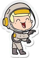 sticker van een happy cartoon-astronaut vector