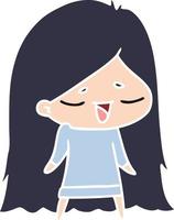 cartoon van schattig kawaii langharig meisje vector