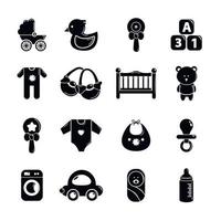 baby geboren iconen set, eenvoudige stijl vector