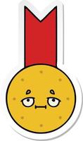 sticker van een leuke cartoon gouden medaille vector