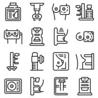 mammografie machine iconen set, Kaderstijl vector