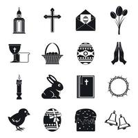 Pasen items iconen set, eenvoudige stijl vector