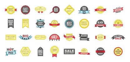 verkoop badge pictogrammenset, cartoon stijl vector