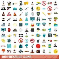 100 druk iconen set, vlakke stijl vector
