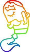 regenbooggradiënt lijntekening cartoon man met snor vector