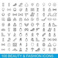 100 schoonheid en mode iconen set, Kaderstijl