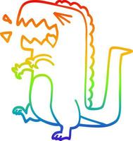 regenbooggradiënt lijntekening cartoon brullende dinosaurus vector