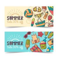 hand getekende zomer banners vector. vector