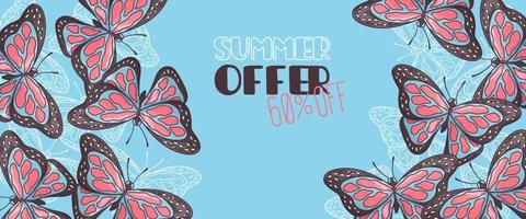 hand getekende zomer banner vector. vector