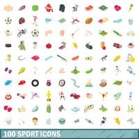 100 sport iconen set, cartoon stijl