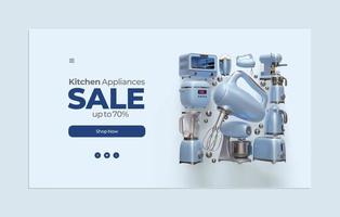 keuken verkoop webpaginasjabloon met handmixer 3d illustratie vector