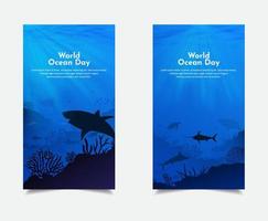 laten we onze oceanen redden. wereld oceanen dag ontwerpsjabloon verhalen collectie. vector