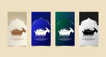 verzameling kleurrijke verhalen over eid al adha mubarak-ontwerpsjablonen vector