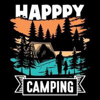 happy camping typografie vector t-shirt design, illustratie, vintage background