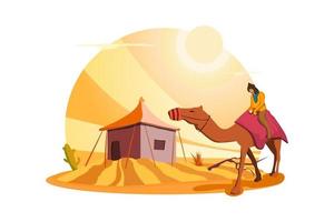 natuurramp cartoon compositie met tekst en rond landschap met woestijn en verwarmende zon met rook vector