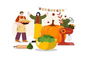 Thanksgiving dag illustratie concept. vlakke afbeelding geïsoleerd op een witte achtergrond vector