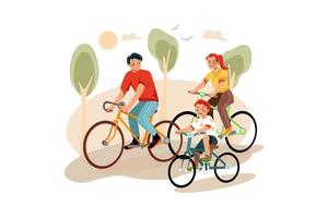 familie fietsen illustratie concept