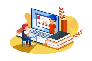 mannen in het onderwijs online met computer vector