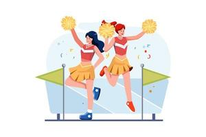 cheerleader prestaties platte illustraties concept vector