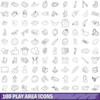 100 speelgebied iconen set, Kaderstijl vector