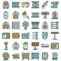 elektrische kachel pictogrammenset, Kaderstijl vector