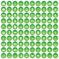 100 schoonheidssalonpictogrammen instellen groene cirkel vector