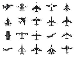vliegtuig pictogrammenset, eenvoudige stijl vector