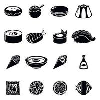 japan voedsel iconen set, eenvoudige stijl vector