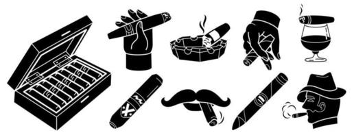 sigaar iconen set, eenvoudige stijl vector