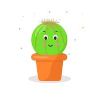 karakter cactus in een pot kawaii emoties vector