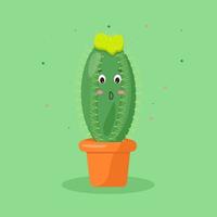 karakter cactus in een pot kawaii emoties vector