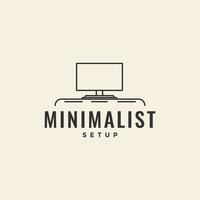 lijn minimalistisch setup werkruimte logo ontwerp vector grafisch symbool pictogram illustratie creatief idee