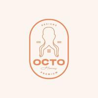 badge met octopus huis logo ontwerp vector grafisch symbool pictogram illustratie creatief idee