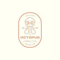 lijn schattig octopus badge logo ontwerp vector grafisch symbool pictogram illustratie creatief idee