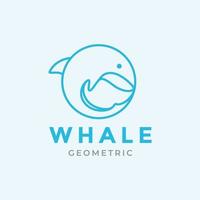 blauwe lijn geometrisch cirkel walvis logo ontwerp vector grafisch symbool pictogram illustratie creatief idee