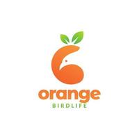 abstract oranje fruit met vogel logo ontwerp vector grafisch symbool pictogram illustratie creatief idee