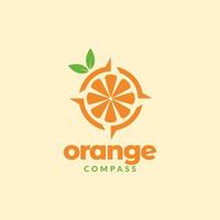 kompas met oranje fruit logo ontwerp vector grafisch symbool pictogram illustratie creatief idee