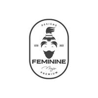 badge vrouwen ninja met masker logo ontwerp vector grafisch symbool pictogram illustratie creatief idee