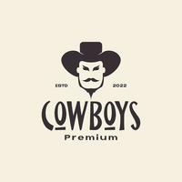 eenvoudig hoofd cowboy vintage logo ontwerp vector grafisch symbool pictogram illustratie creatief idee