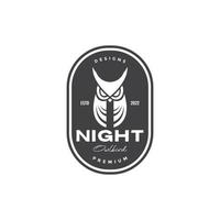 uil nacht minimaal badge logo ontwerp vector grafisch symbool pictogram illustratie creatief idee