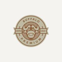sterk hoofd buffel vee vee badge logo ontwerp vector grafisch symbool pictogram illustratie creatief idee