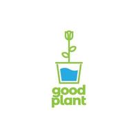 transparante potplant met water abstract logo ontwerp vector grafisch symbool pictogram illustratie creatief idee