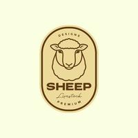 schapen lijn badge vintage logo ontwerp vector grafisch symbool pictogram illustratie creatief idee